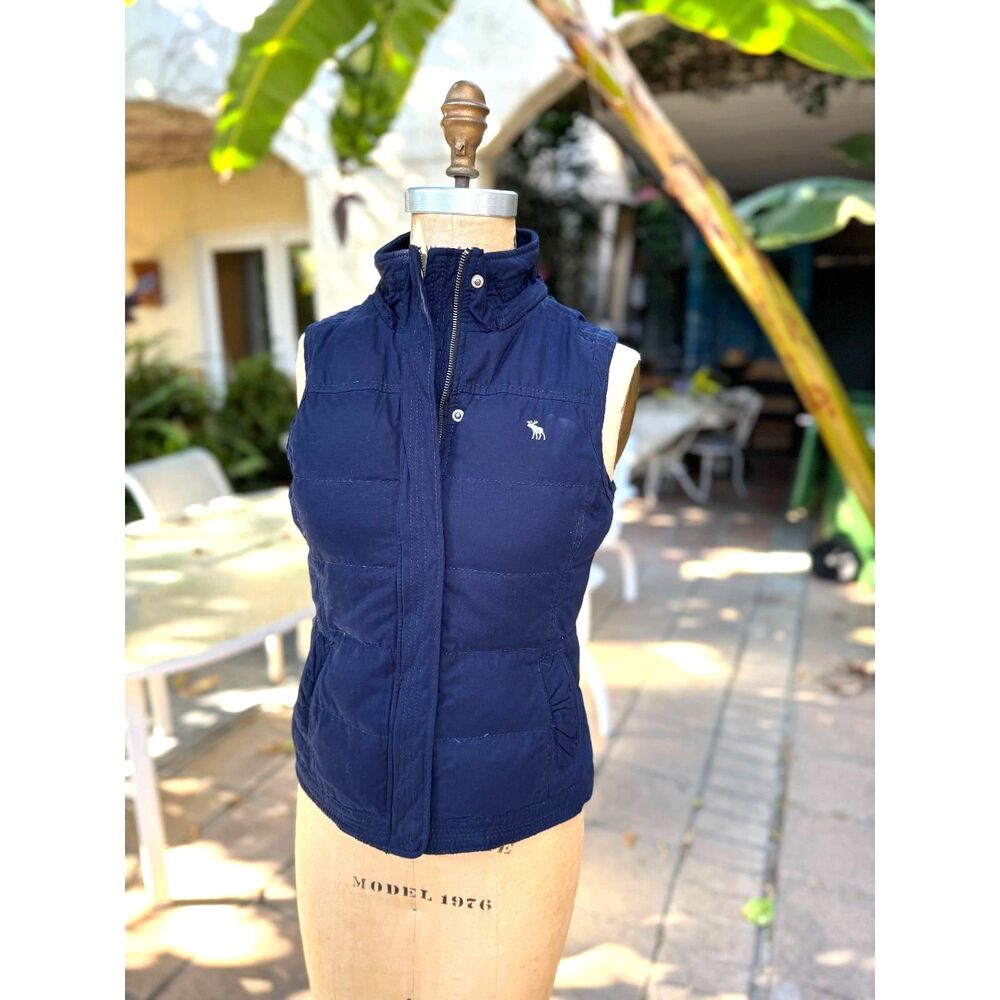 Abercrombie & Fitch Y2K Royal Navy Blue Fitted Down Puffer Vest Size S